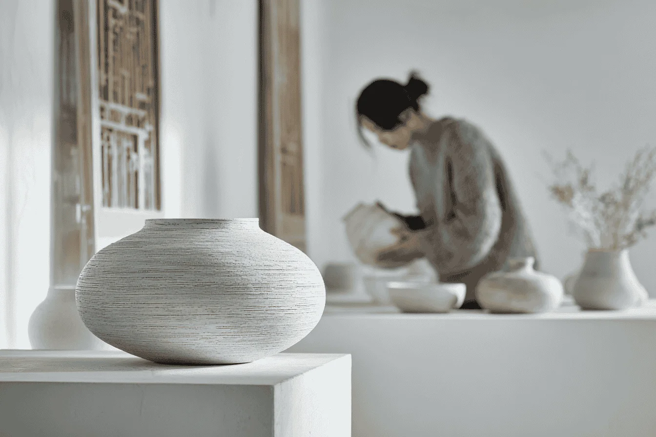 Minimalist ceramic vase inspired by natural forms